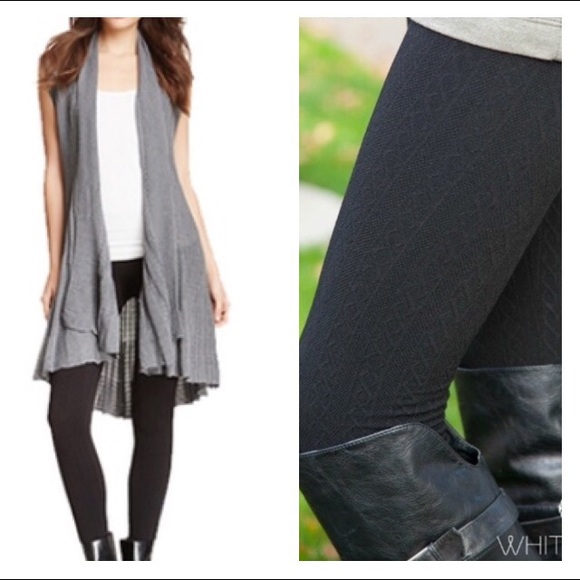 Amazing Black cable knit footless leggings