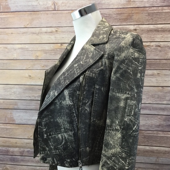 Versace VTG 90's Leather Moto Biker Logo Jacket