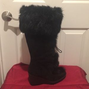New Coach real fur black boots