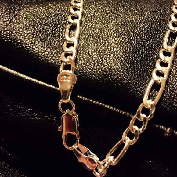 .925 Sterling silver Figaro necklace- new~stunning