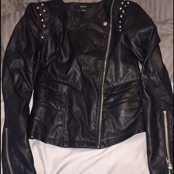 Studded leather jacket