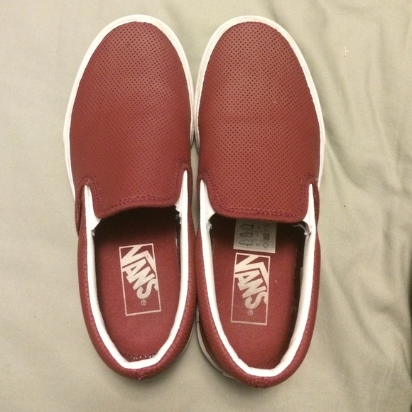 Maroon perforated leather vans