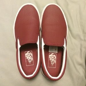 Maroon perforated leather vans