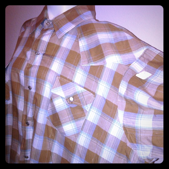 Rockabilly Brown and light blue cowboy shirt