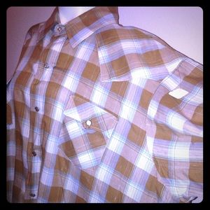 Rockabilly Brown and light blue cowboy shirt