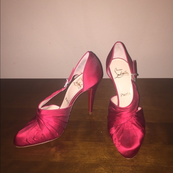 Christian Louboutin Red Satin Heels - Picture 2 of 4