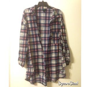 Button up plaid plus size top