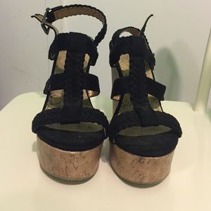 Black SODA Strappy Wedges