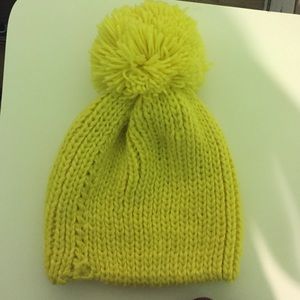 Yellow Beanie w/Large Pom
