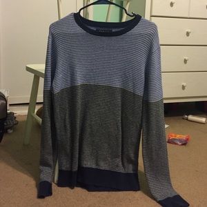 Blue + Black Striped Long Sleeve Sweater