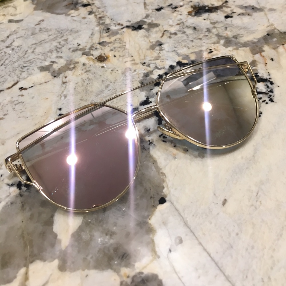 Rose Gold Mirrored Cat Eye Sunglasses - Picture 5 of 5