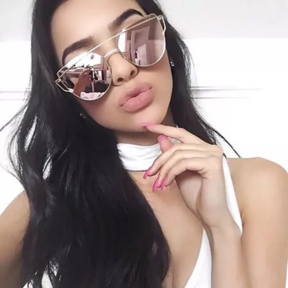 Rose Gold Mirrored Cat Eye Sunglasses