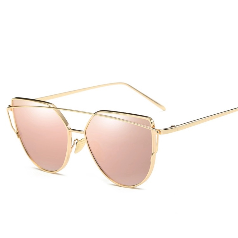 Rose Gold Mirrored Cat Eye Sunglasses - Picture 4 of 5