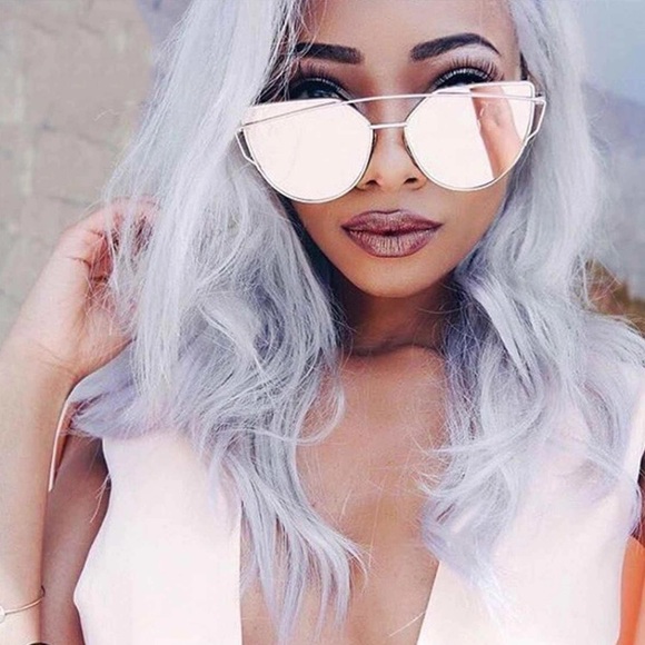 Rose Gold Mirrored Cat Eye Sunglasses - Picture 2 of 5