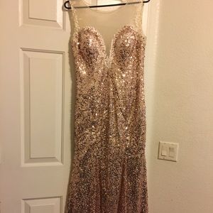 Long Gold Sequined Dress Long Gold Sequined Dress