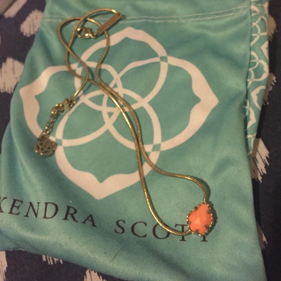 Gold and Coral Kendra Scott Necklace