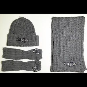 Juicy Couture hat, scarf, mitten