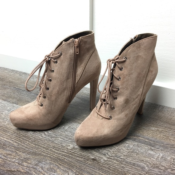 Women's taupe ankle boots - Picture 2 of 4