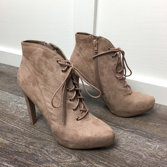 Women's taupe ankle boots - Picture 3 of 4