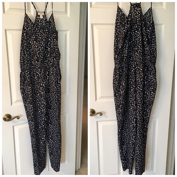 Loft blue patterned jumpsuit