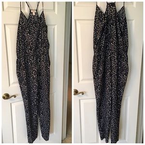 Loft blue patterned jumpsuit