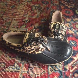 Cheetah print duck boots