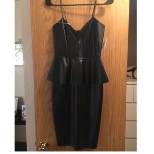 Back faux leather form fitting dress
