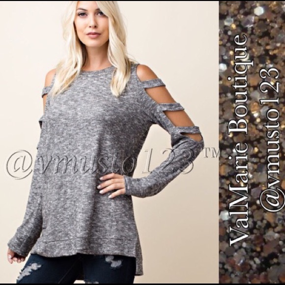 ‼️LAST 1 SZ L-SOFTEST EVER CUT OUT COLD SLEEVE TOP - Picture 3 of 4