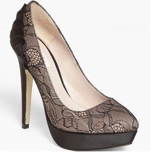 Black Lace Platform Pumps