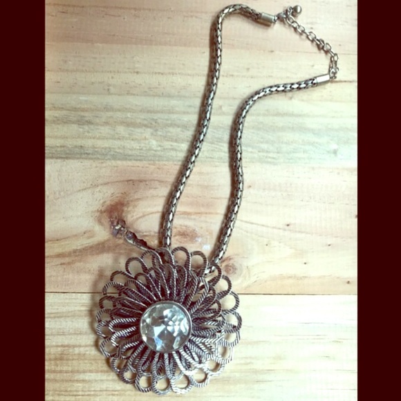 Silver Starburst Medallion Necklace