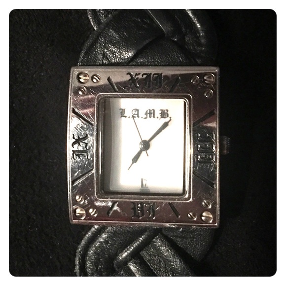 L.A.M.B. Black braided watch.