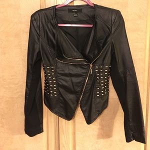 Black faux leather and gold studs jacket