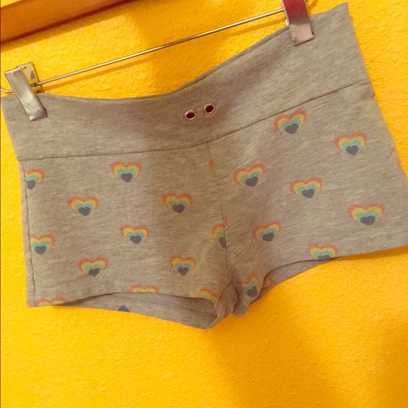 multi colored heart lounge shorts