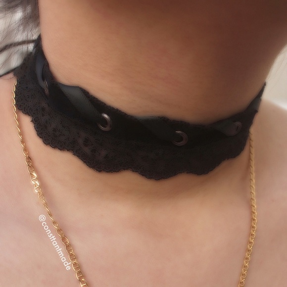 CONSTTANT Jewelry - CONSTTANT Handmade Faux Suede+Lace with Ribbon Tie