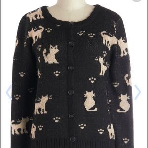 ModCloth cat print cardigan sweater 1x 2x plus 18