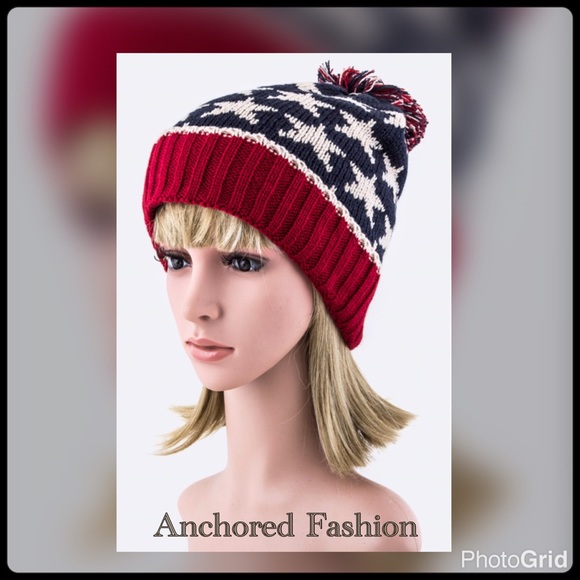Accessories - Stars and Stripes Pom Pom Beanie
