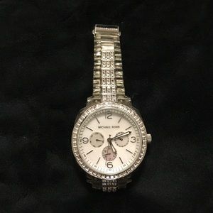 Michael Kors Silver & Clear Acrylic Glitz Watch