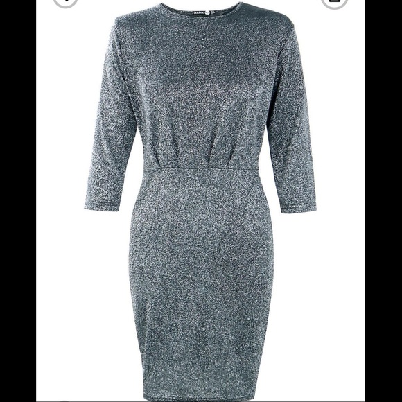 Like New Boohoo gray sparkle dress for sale