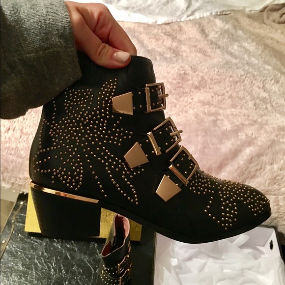 Black studded booties