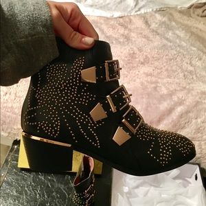 Black studded booties