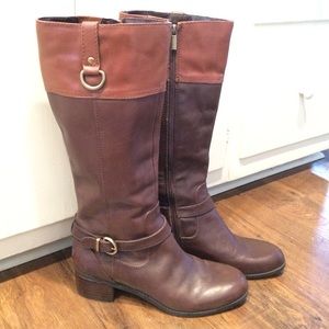 Brown leather riding boots
