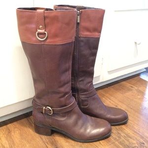 Brown leather riding boots