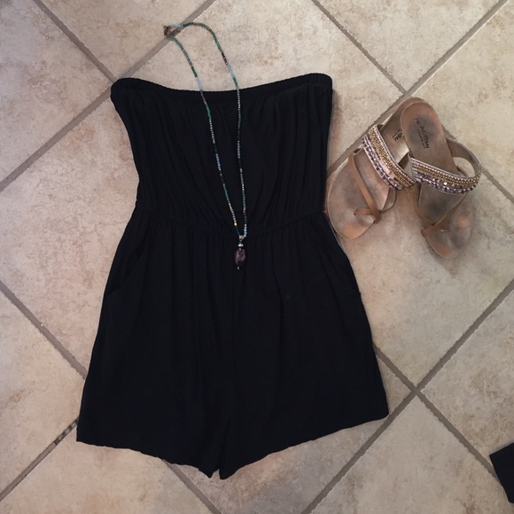 Forever 21 Other - Black strapless romper with pockets size medium