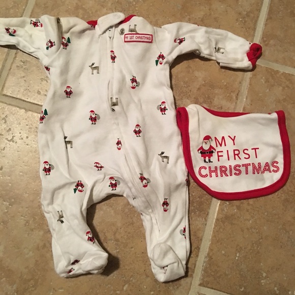 Newborn 1st Christmas outfit with bib