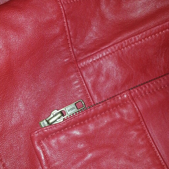 Red Leather jacket. #Motorcycle - Picture 4 of 4