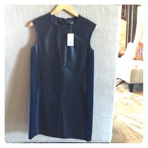 Navy Vince leather mini dress