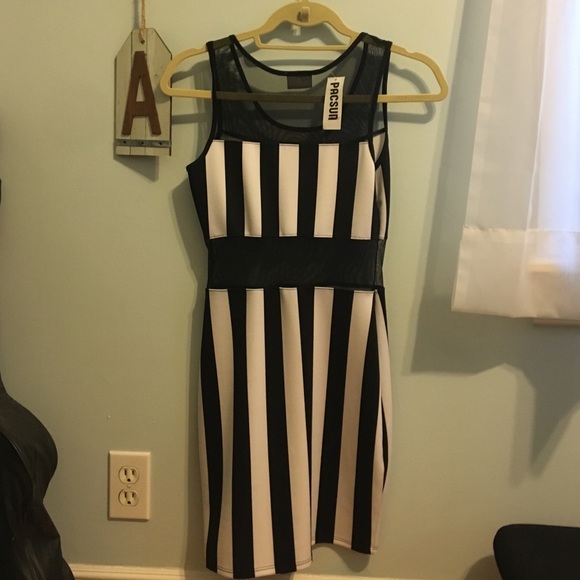 **MUST GO** Striped Mesh BodyCon Dress