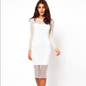 ASOS Open Mesh Bodycon Midi Dress - White / US 10