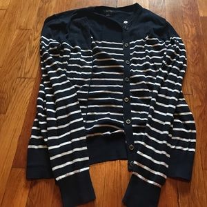 Blue and White Striped Nautical button sweater