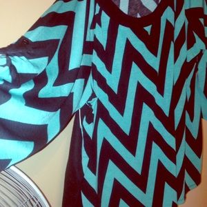 Chevron Green and Black blouse